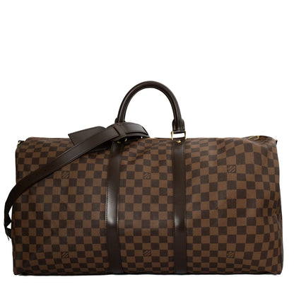 Sac Keepall 55 en toile damier ébène