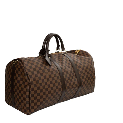 Sac Keepall 55 en toile damier ébène