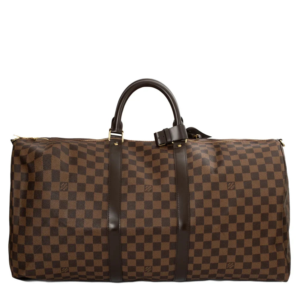 Sac Keepall 55 en toile damier ébène