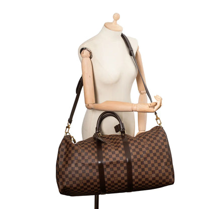 Sac Keepall 55 en toile damier ébène