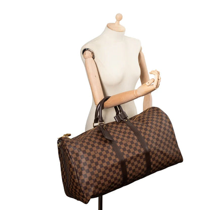 Sac Keepall 55 en toile damier ébène