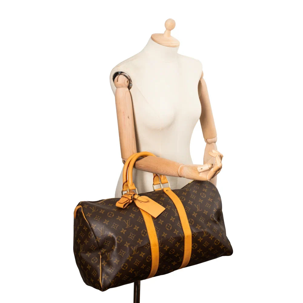 Sac Keepall 45 Vintage en toile monogram marron