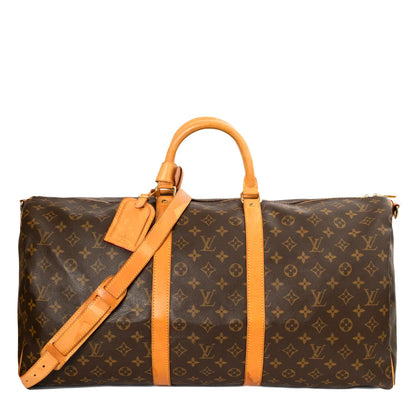 Sac Keepall 55 Vintage en toile monogram marron