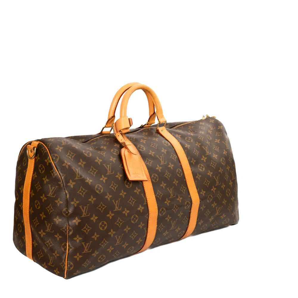Sac Keepall 55 Vintage en toile monogram marron