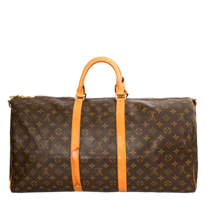 Sac Keepall 55 Vintage en toile monogram marron