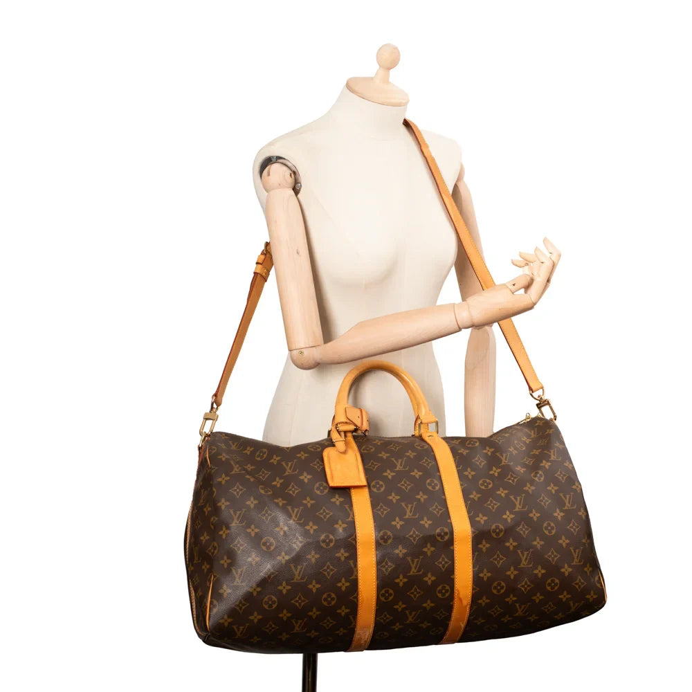 Sac Keepall 55 Vintage en toile monogram marron