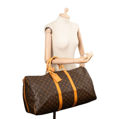 Sac Keepall 55 Vintage en toile monogram marron