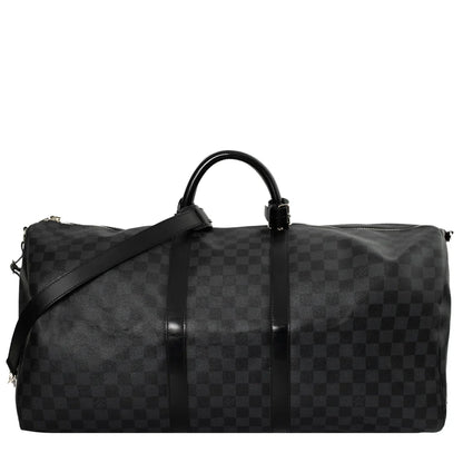 Sac Keepall 55 en toile damier gris