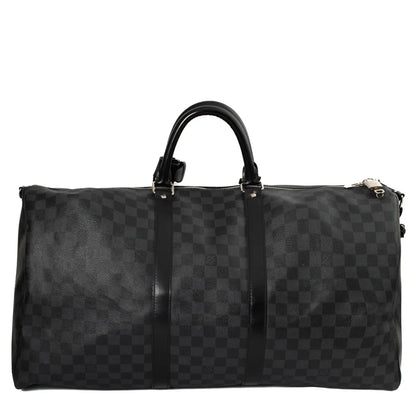 Sac Keepall 55 en toile damier gris