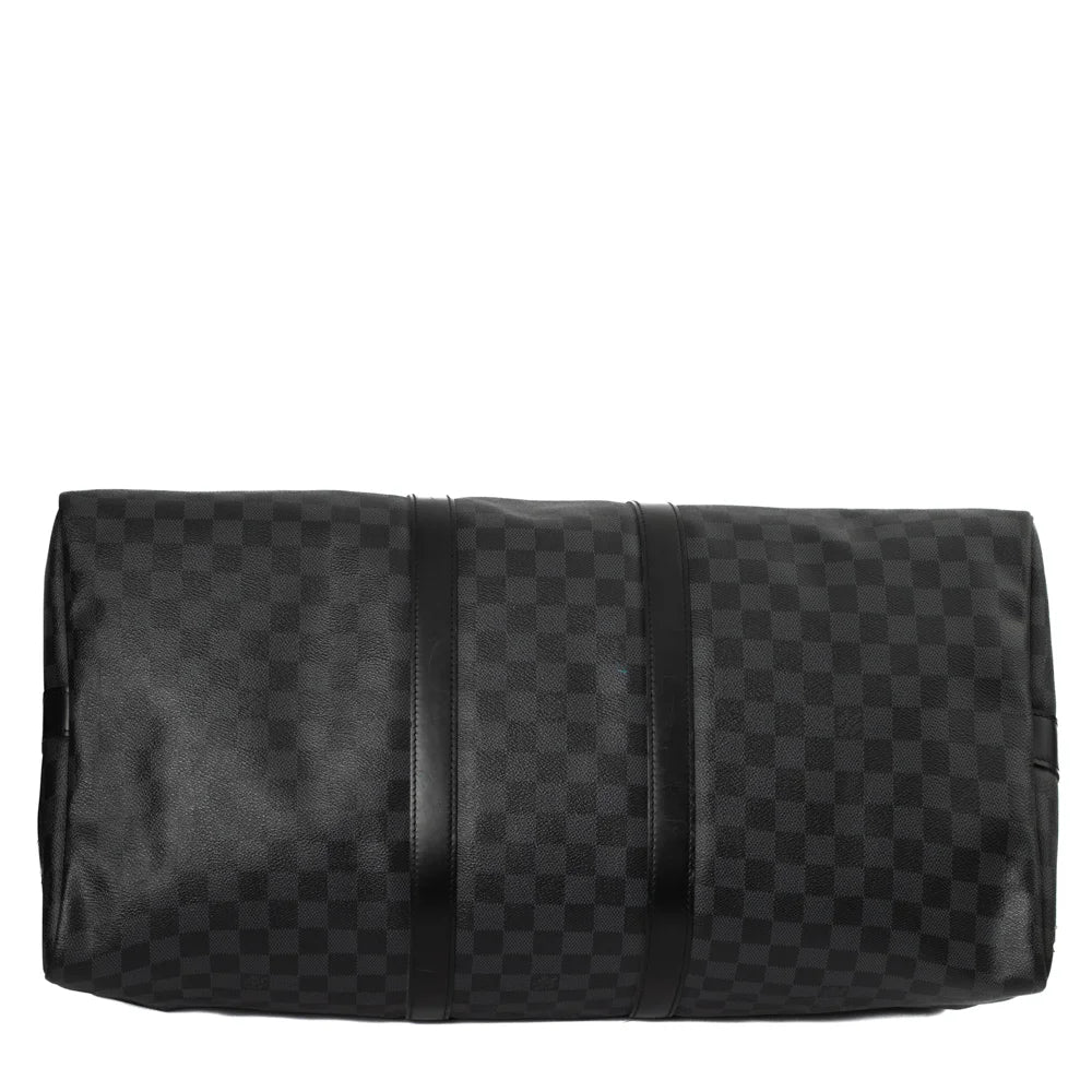 Sac Keepall 55 en toile damier gris