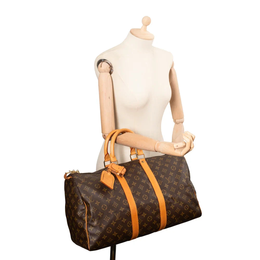 Sac Keepall 45 Vintage en toile monogram marron