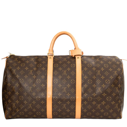 Sac Keepall 55 Vintage en toile monogram marron