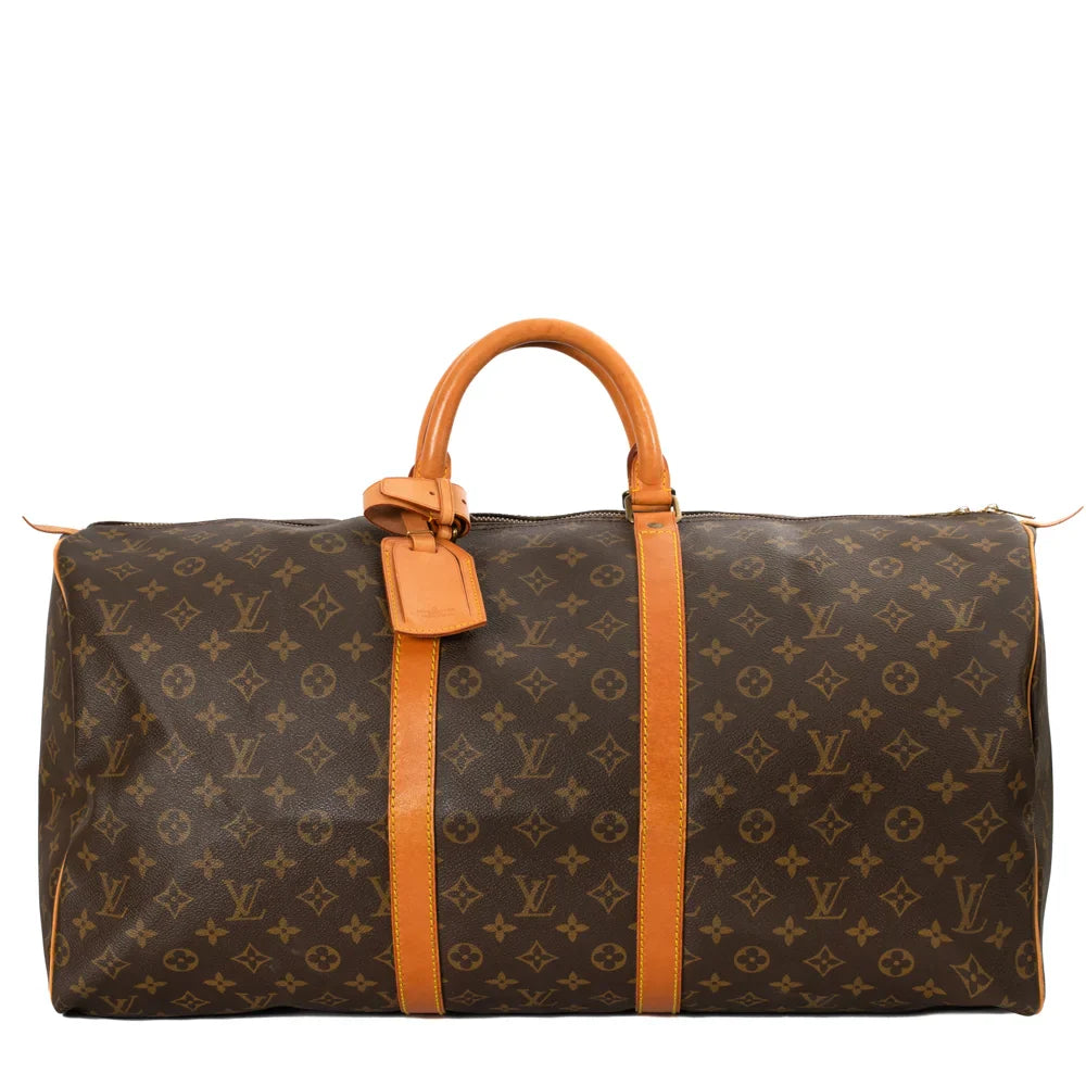Sac Keepall 55 Vintage en toile monogram marron
