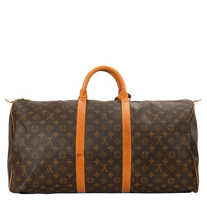 Sac Keepall 55 Vintage en toile monogram marron