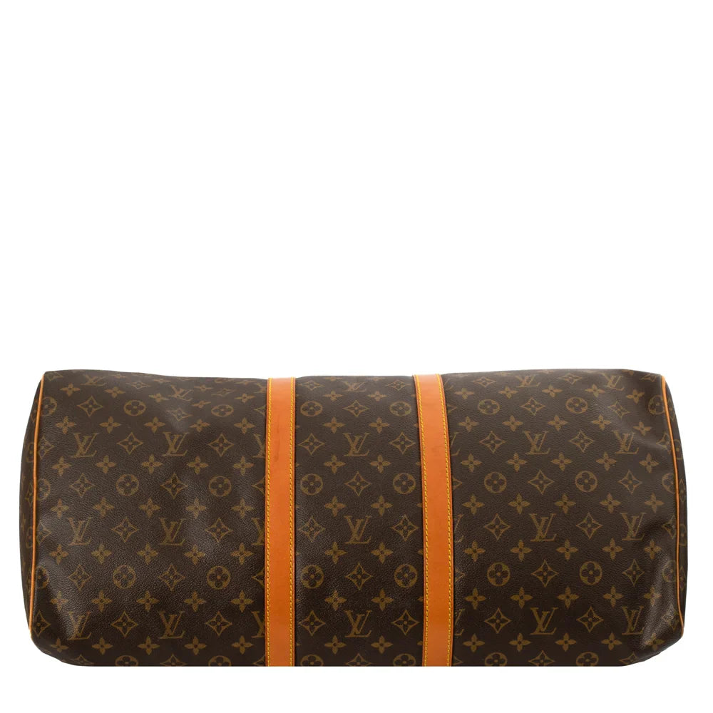 Sac Keepall 55 Vintage en toile monogram marron