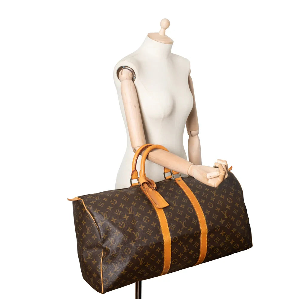 Sac Keepall 55 Vintage en toile monogram marron