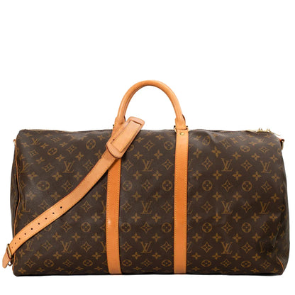 Sac Keepall 55 Vintage en toile monogram marron