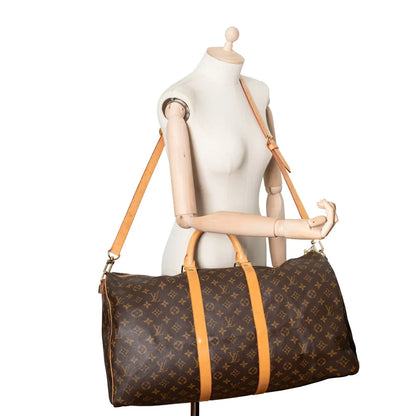 Sac Keepall 55 Vintage en toile monogram marron