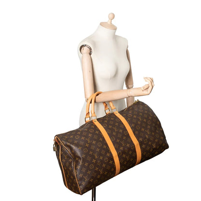 Sac Keepall 55 Vintage en toile monogram marron