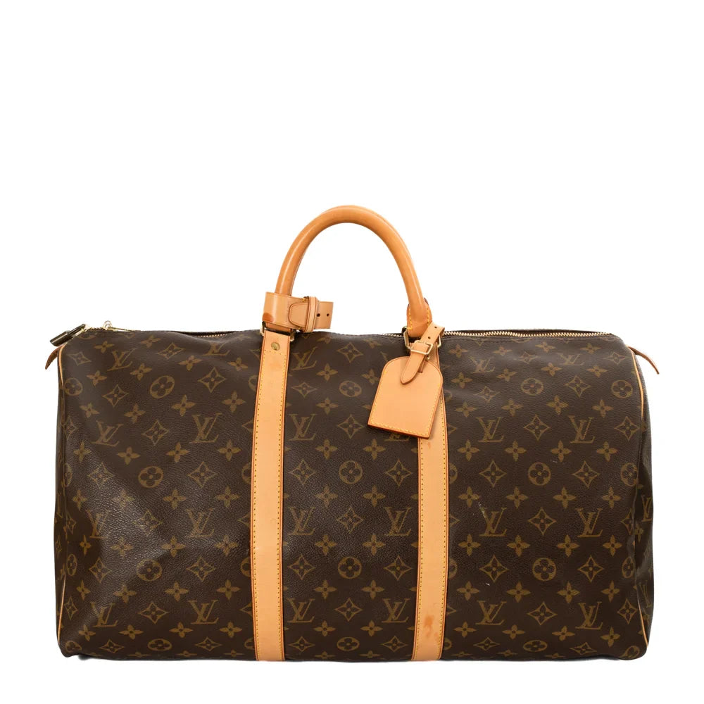 Sac Keepall 50 Vintage en toile monogram marron