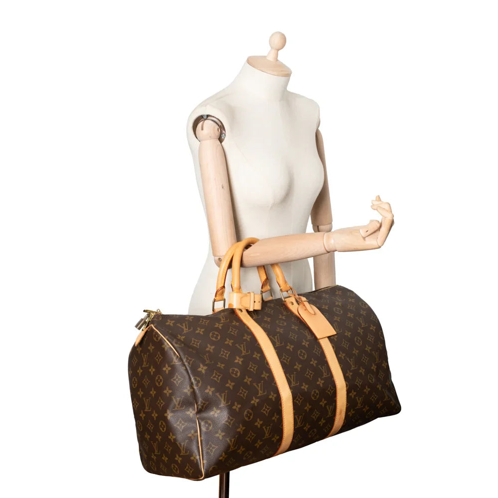 Sac Keepall 50 Vintage en toile monogram marron