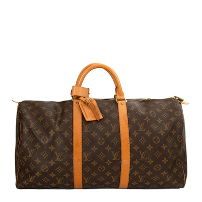 Sac Keepall 50 Vintage en toile monogram marron