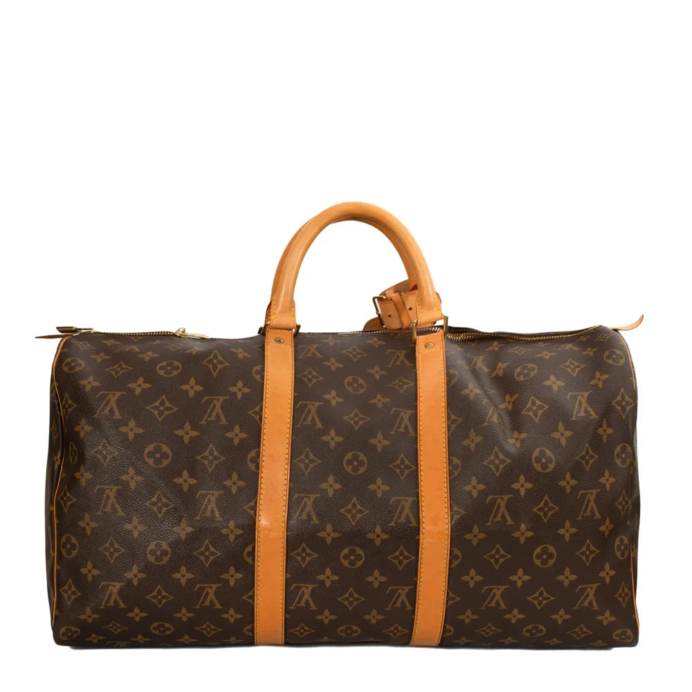Sac Keepall 50 Vintage en toile monogram marron