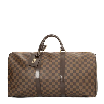 Sac Keepall 50 Vintage en toile damier ébène