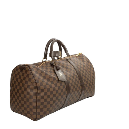 Sac Keepall 50 Vintage en toile damier ébène
