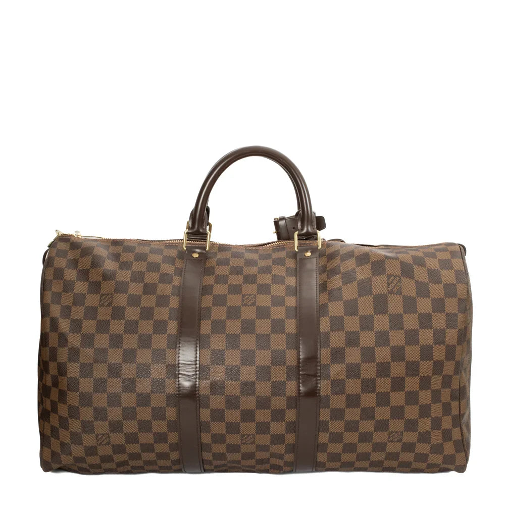 Sac Keepall 50 Vintage en toile damier ébène
