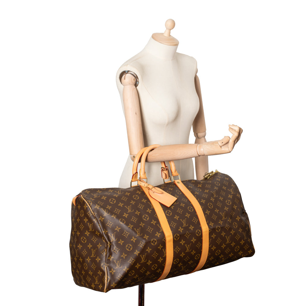 Sac Keepall 55 Vintage en toile monogram marron