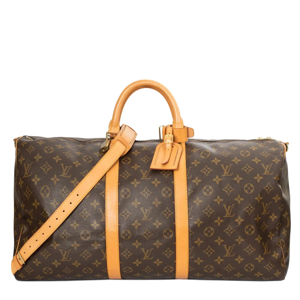 Sac Keepall 55 Vintage en toile monogram marron