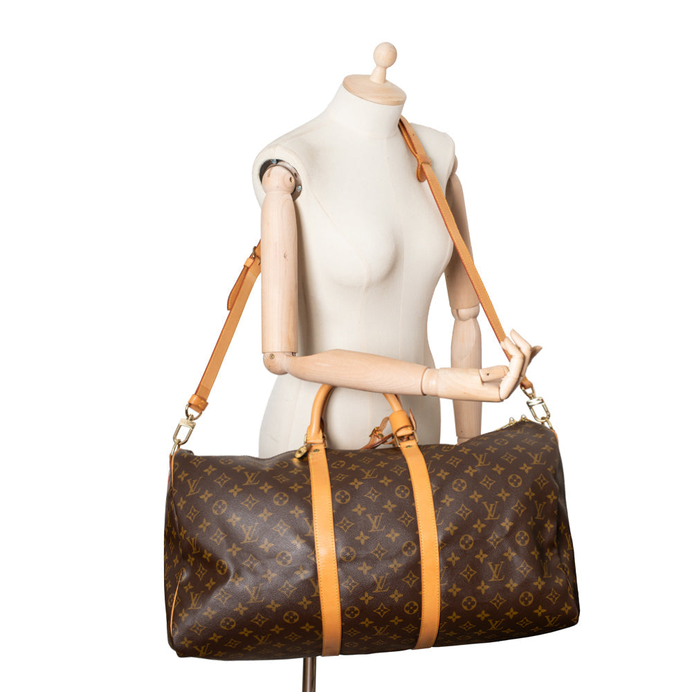 Sac Keepall 55 Vintage en toile monogram marron