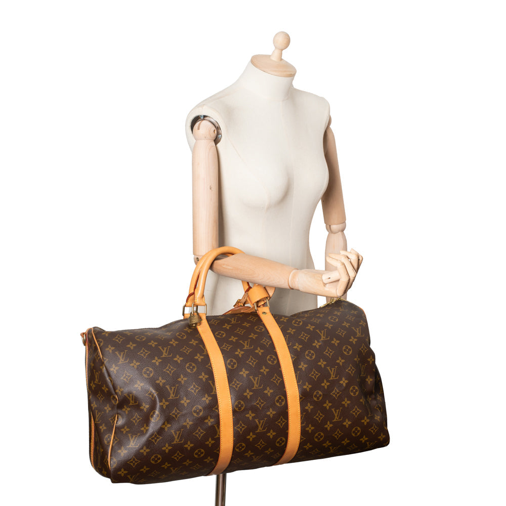 Sac Keepall 55 Vintage en toile monogram marron