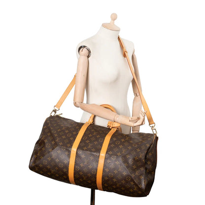 Sac Keepall 55 en toile monogram marron