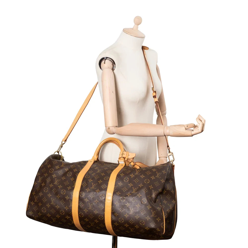Sac Keepall 55 Vintage en toile monogram marron