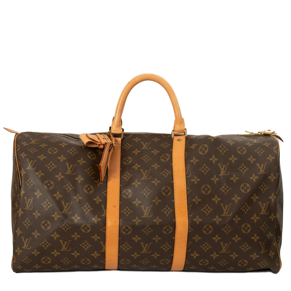 Sac Keepall 55 Vintage en toile monogram marron