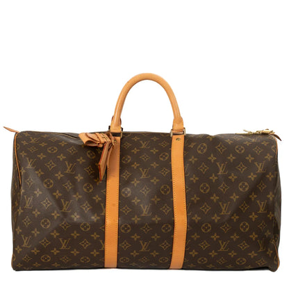 Sac Keepall 55 Vintage en toile monogram marron