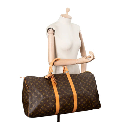 Sac Keepall 55 Vintage en toile monogram marron