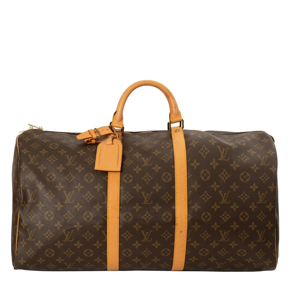 Sac Keepall 55 Vintage en toile monogram marron