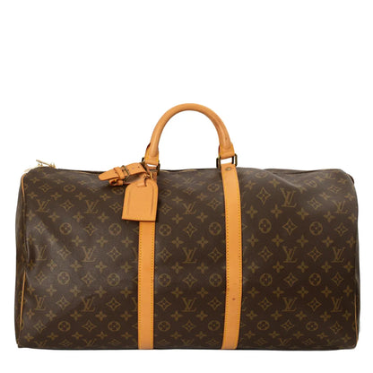 Sac Keepall 55 Vintage en toile monogram marron