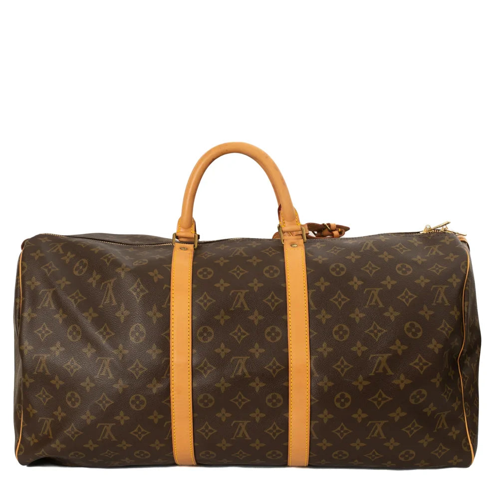 Sac Keepall 55 Vintage en toile monogram marron