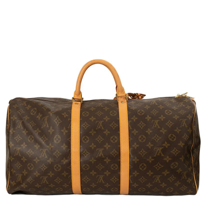 Sac Keepall 55 Vintage en toile monogram marron