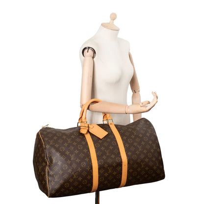 Sac Keepall 55 Vintage en toile monogram marron