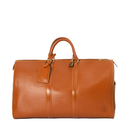 Sac Keepall 45 Vintage en cuir épi marron