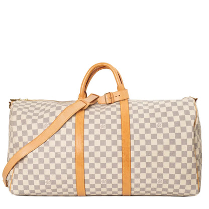 Sac Keepall 55 Vintage en toile damier azur