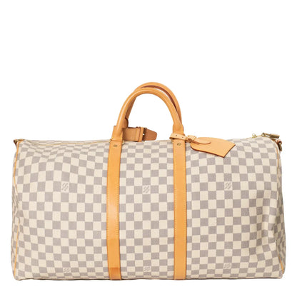 Sac Keepall 55 Vintage en toile damier azur