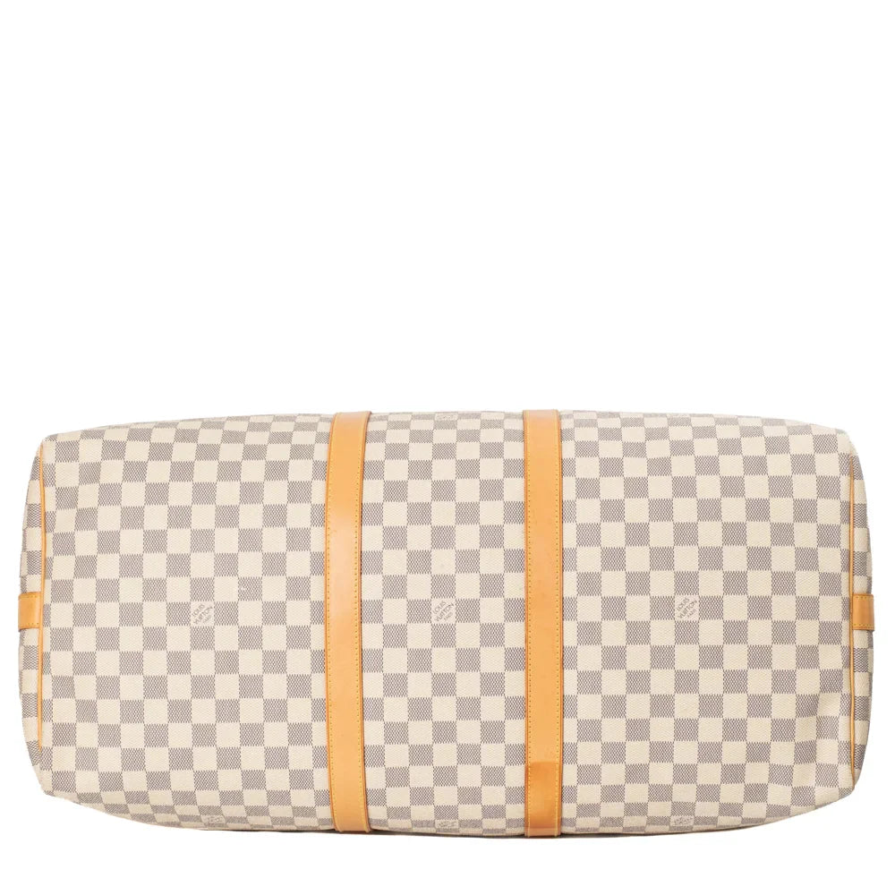 Sac Keepall 55 Vintage en toile damier azur