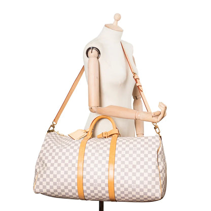Sac Keepall 55 Vintage en toile damier azur