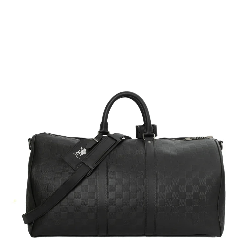 Sac Keepall 45 en toile damier noir
